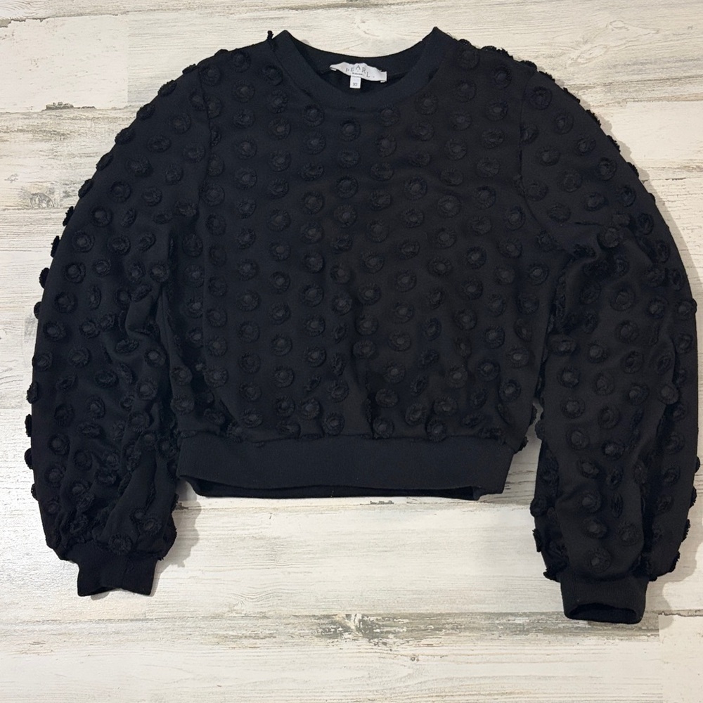 Pearl by Lela Rose Black Textured Women's Top Size XS